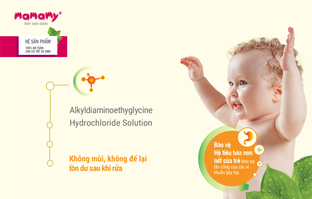 Nước rửa của Mamamy chứa Alkyldiaminoethuylglycine Hydrochloride Solution