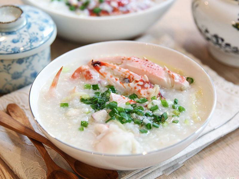 Crab and mushroom porridge - Weaning menu for 8 months baby