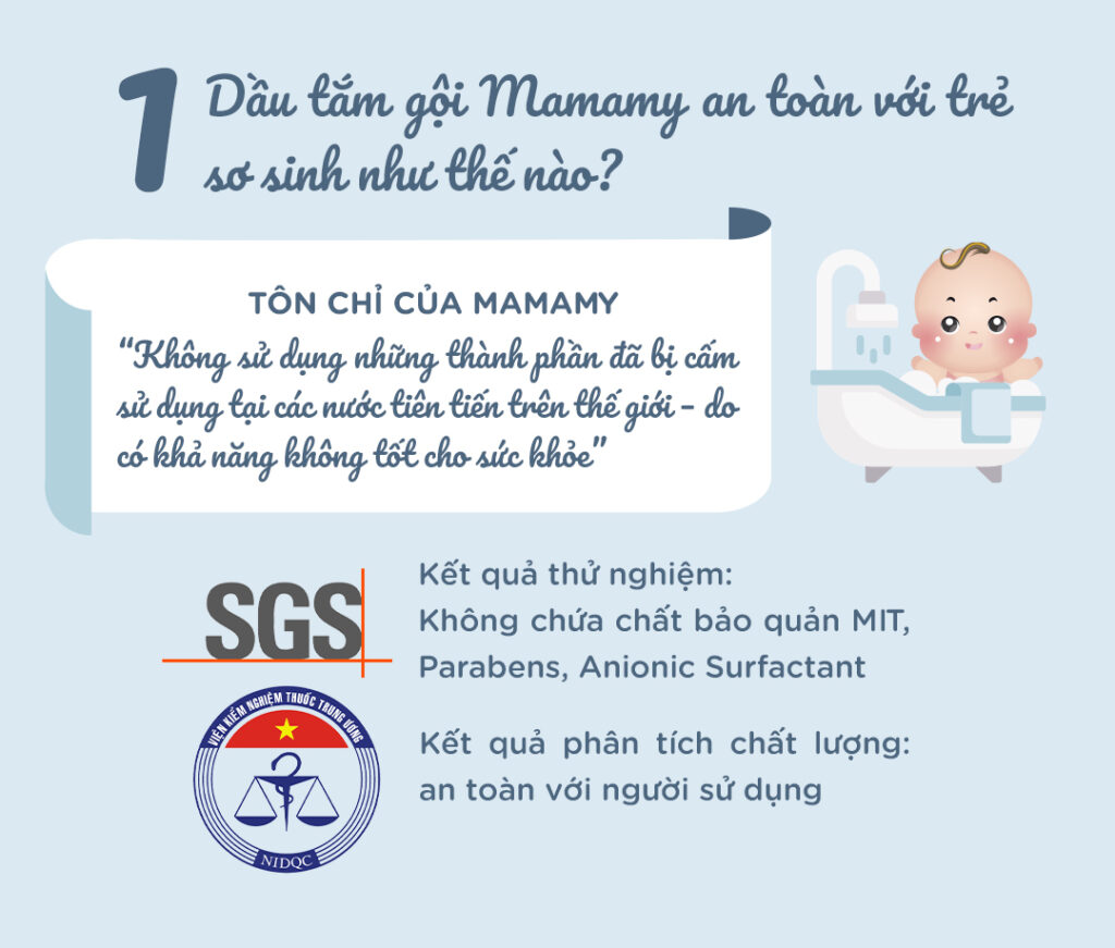 Dầu tắm gội Mamamy an toàn với trẻ sơ sinh như thế nào?
