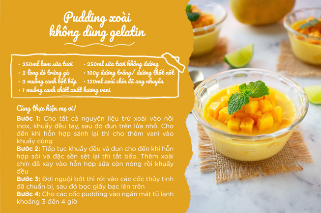 Cách làm pudding không dùng gelatin (cho bé trên 1 tuổi)