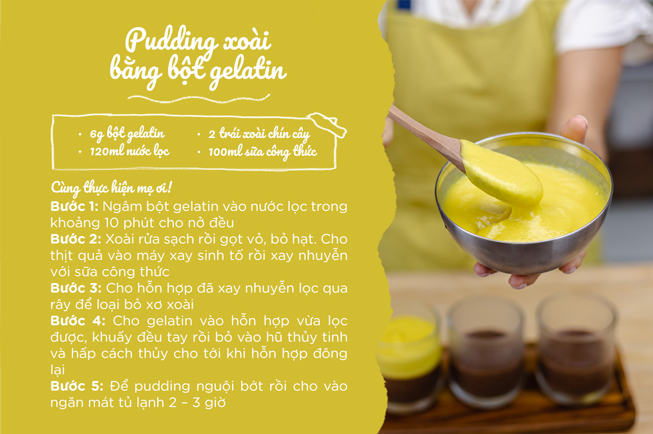 Cách làm pudding xoài cho bé ăn dặm bằng bột gelatin