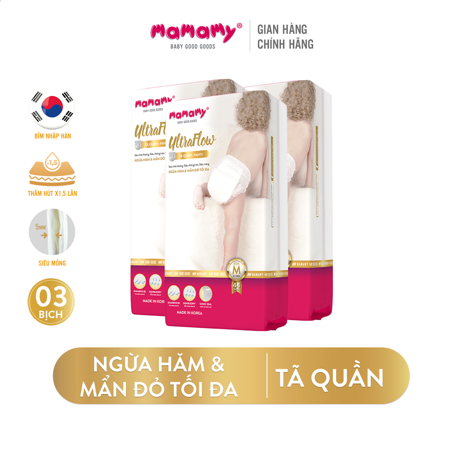 Combo 3 bịch Tã Quần Mamamy UltraFlow ngừa hăm và mẩn đỏ tối đa - Made in Korea