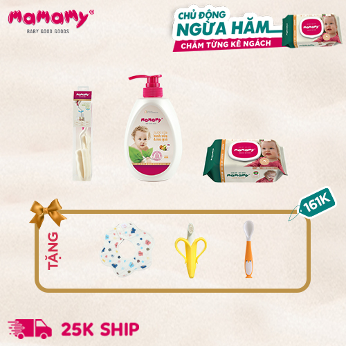 Mua combo 1 chai nước rửa bình sữa 600ml, 1 Bộ cọ rửa bình sữa 360 độ và 1 gói khăn ướt 100 tờ Quà sẽ được tặng quà trị giá 161.000đ