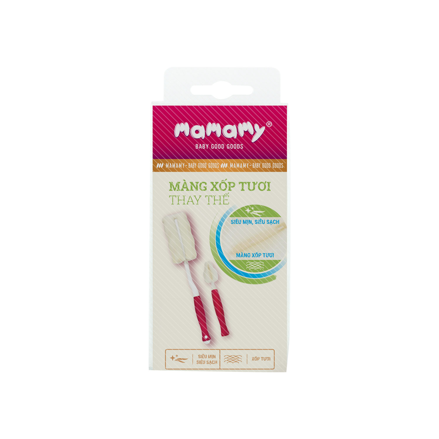 Miếng xốp tươi siêu sạch thay thế cọ rửa bình Mamamy 360 độ.