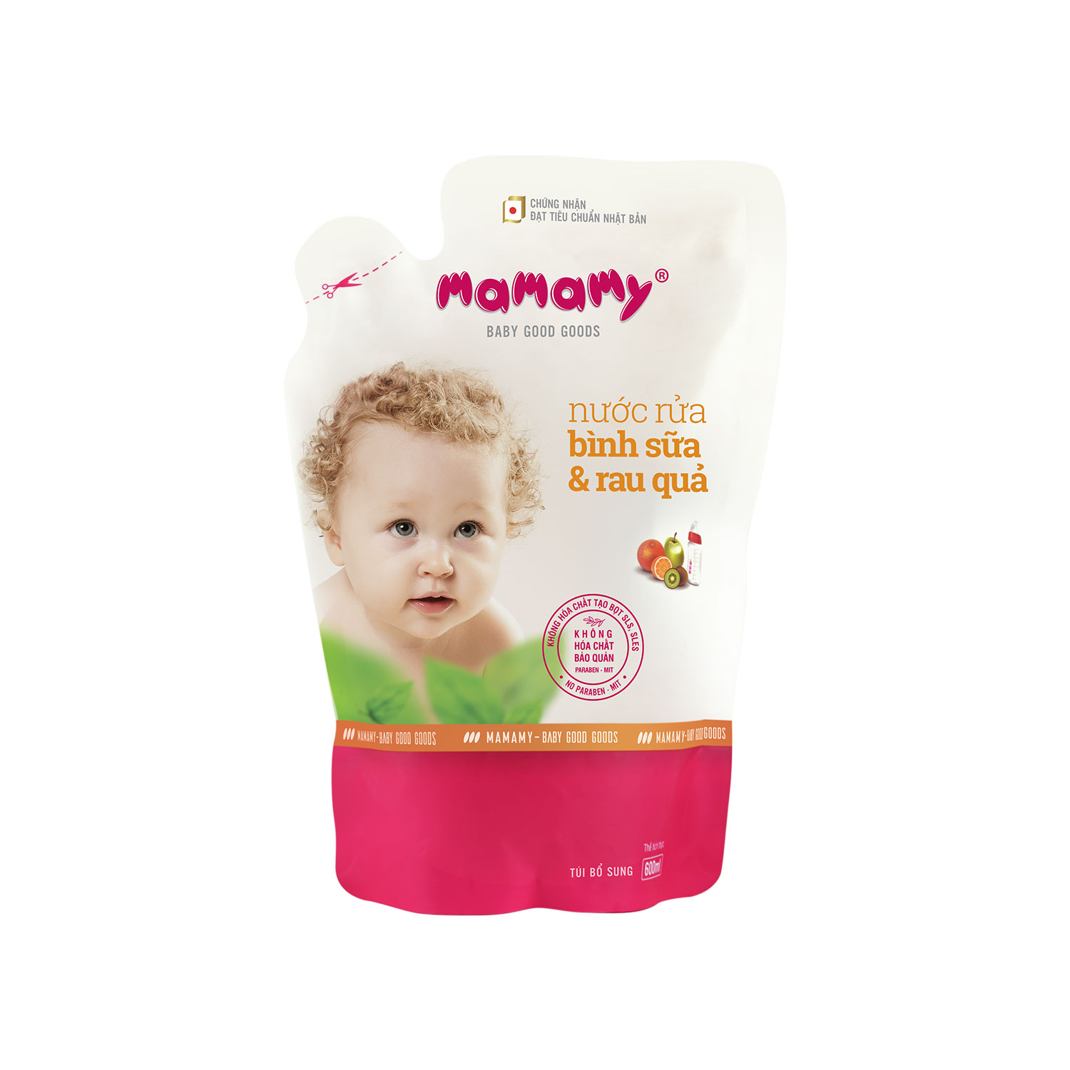 [Quà tặng] Túi bổ sung nước rửa bình sữa và rau quả Mamamy 600ml