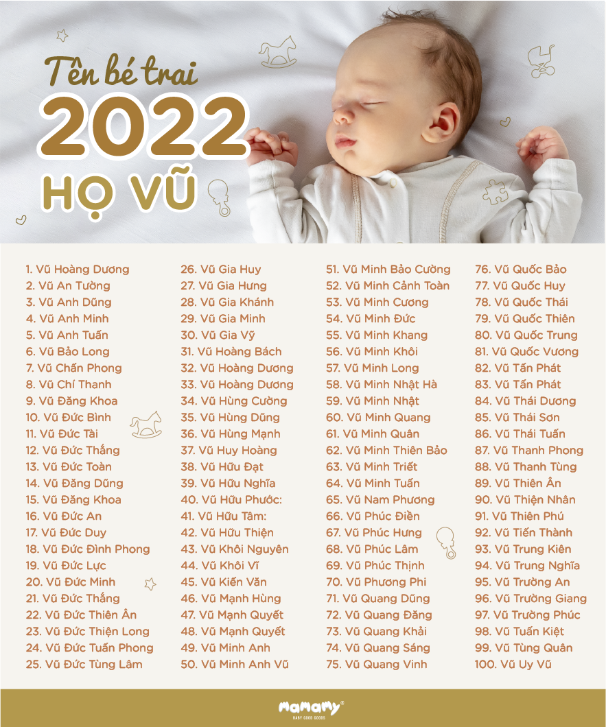 Tên bé trai 2022 cho bé họ Vũ