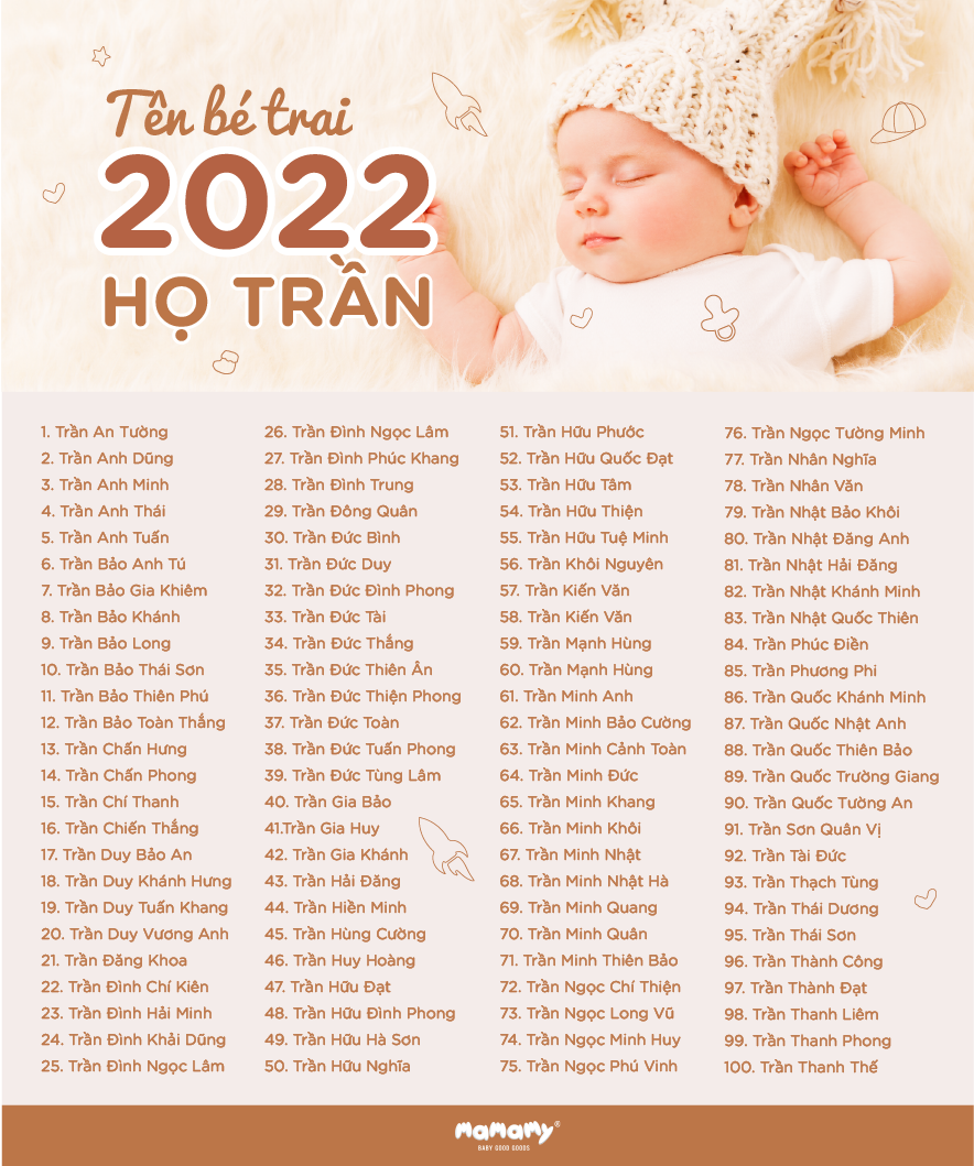 Tên bé trai 2022 họ Trần hay nhất cho mẹ yêu tham khảo