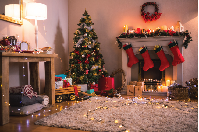 Phòng khách ấm cúng mùa Noel