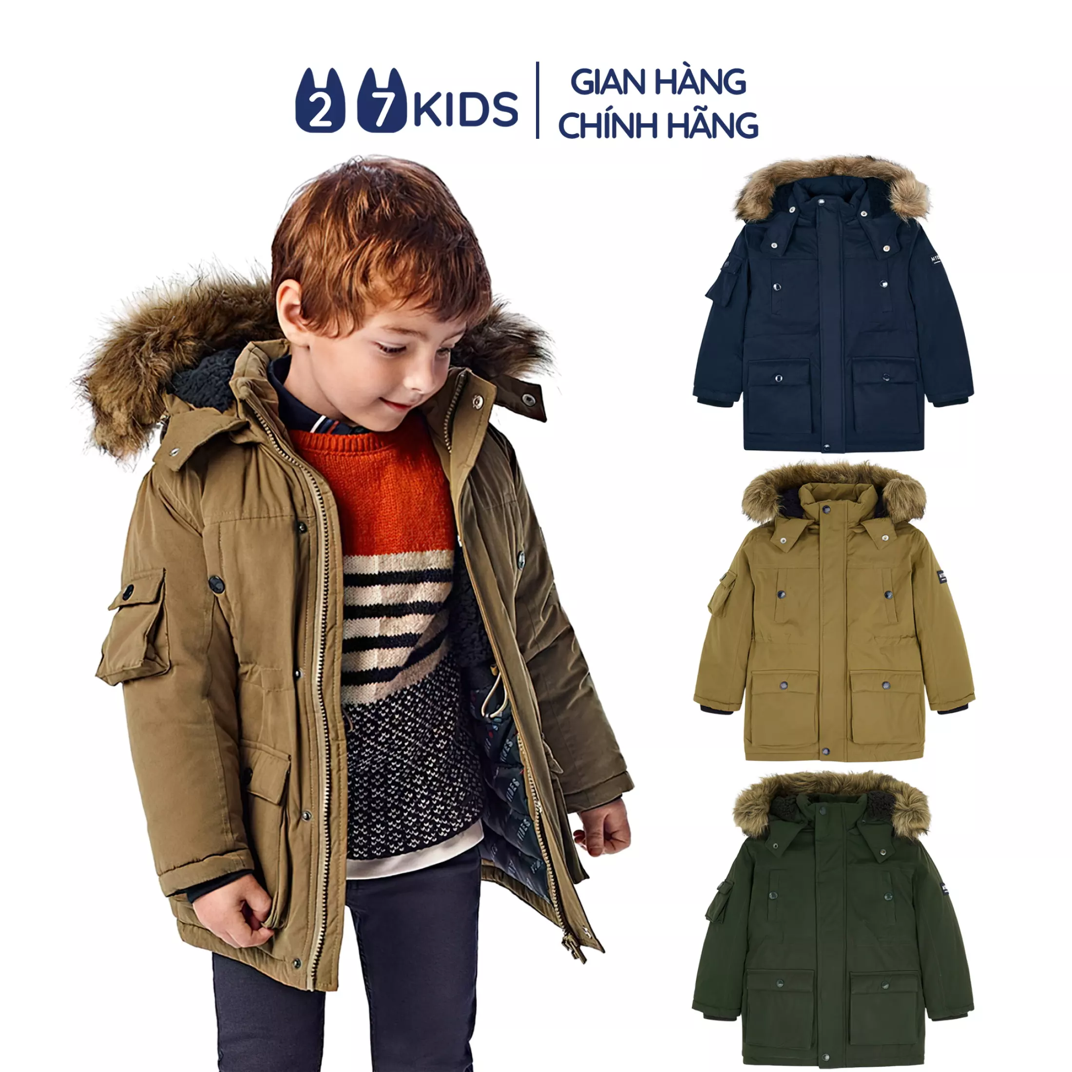 Áo khoác parka bé trai 27kids áo ấm mùa đông nam cho trẻ 2-9 tuổi BLCO4