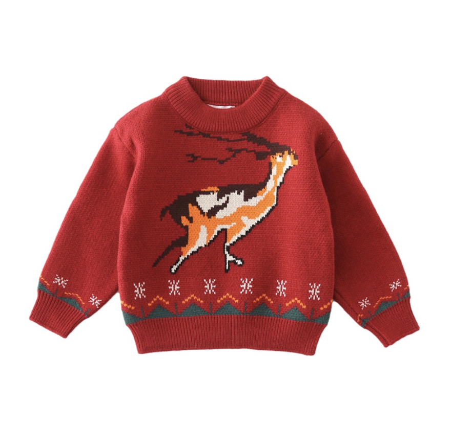 Áo Sweater Chui Đầu In Hình Hoạt Hình Phong Cách Phương Tây Màu Đỏ 