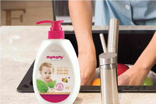 Nước rửa bình sữa & rau quả Mamamy không để lại tồn dư hóa chất sau khi rửa