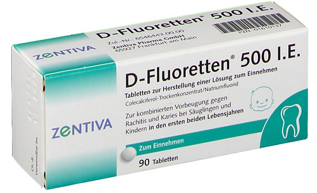 Vitamin D3 dạng viên nén D - Fluoretten kích thích bé mọc răng hiệu quả