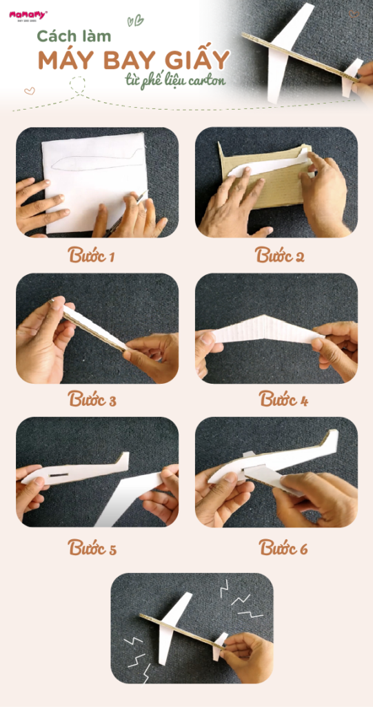 Cách làm máy bay giấy từ phế liệu bìa các tông