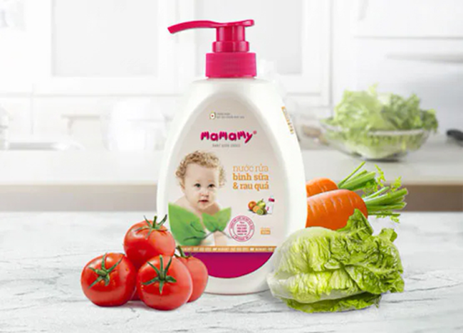 Nước rửa bình sữa và rau củ Mamamy với công dụng 2in1, vệ sinh sạch sẽ dụng cụ ăn uống và rau củ cho con