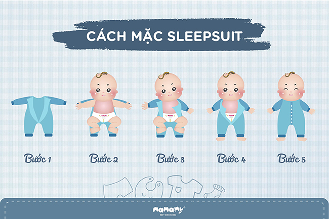 Cách mặc Sleep Suit cho bé sơ sinh