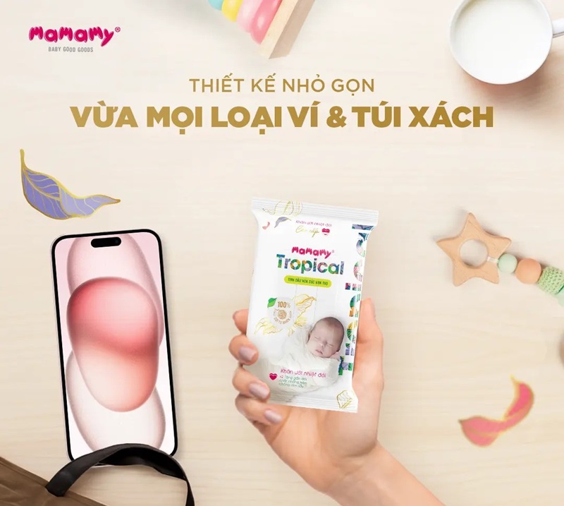 Khăn giấy ướt mini bỏ túi cao cấp Mamamy Trop